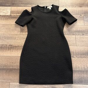 Michael Kors Black Textured Cold Shoulder Dress